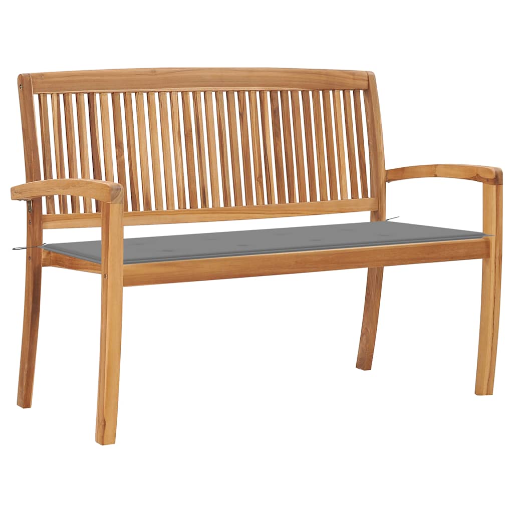 Stacking Garden Bench With Cushion 128.5 Cm Solid Teak Wood