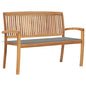 Stacking Garden Bench With Cushion 128.5 Cm Solid Teak Wood