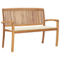 Stacking Garden Bench With Cushion 128.5 Cm Solid Teak Wood