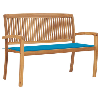 Stacking Garden Bench With Cushion 128.5 Cm Solid Teak Wood