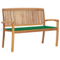 Stacking Garden Bench With Cushion 128.5 Cm Solid Teak Wood