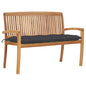 Stacking Garden Bench With Cushion 128.5 Cm Solid Teak Wood