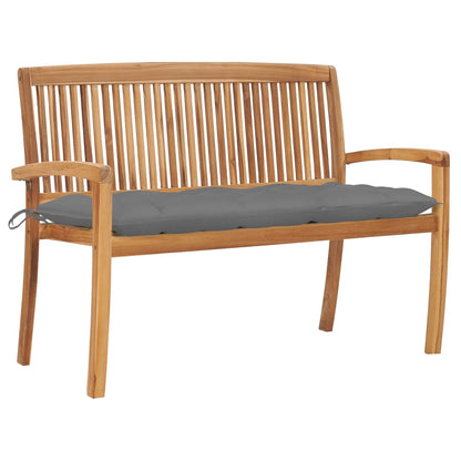 Stacking Garden Bench With Cushion 128.5 Cm Solid Teak Wood