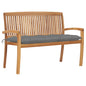 Stacking Garden Bench With Cushion 128.5 Cm Solid Teak Wood
