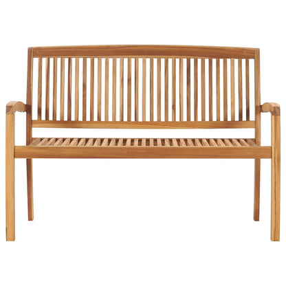 Stacking Garden Bench With Cushion 128.5 Cm Solid Teak Wood