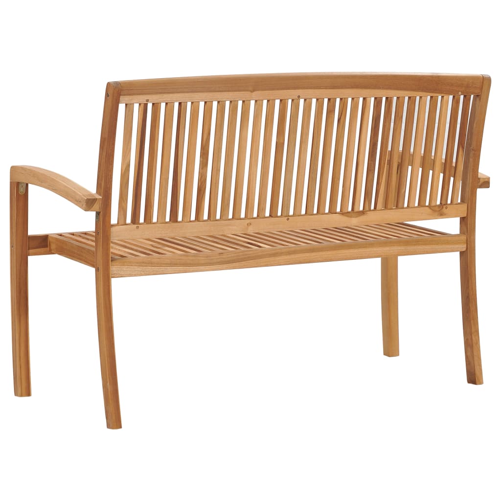 Stacking Garden Bench With Cushion 128.5 Cm Solid Teak Wood