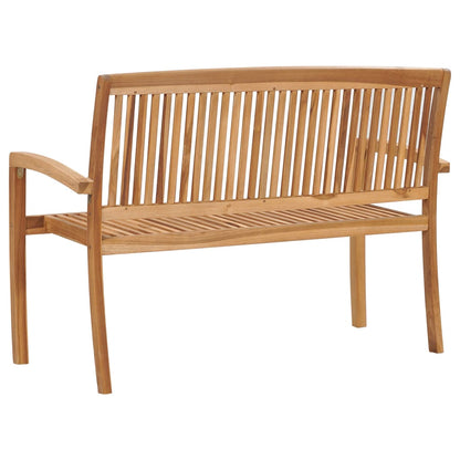 Stacking Garden Bench With Cushion 128.5 Cm Solid Teak Wood