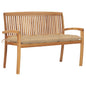 Stacking Garden Bench With Cushion 128.5 Cm Solid Teak Wood
