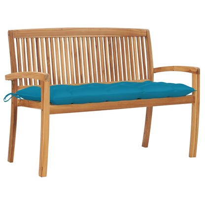 Stacking Garden Bench With Cushion 128.5 Cm Solid Teak Wood