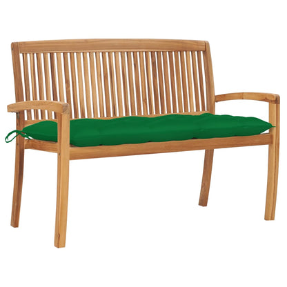Stacking Garden Bench With Cushion 128.5 Cm Solid Teak Wood