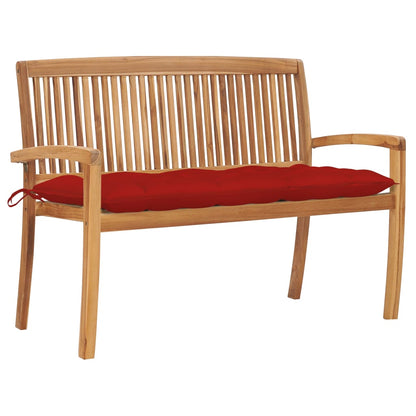 Stacking Garden Bench With Cushion 128.5 Cm Solid Teak Wood