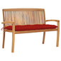 Stacking Garden Bench With Cushion 128.5 Cm Solid Teak Wood