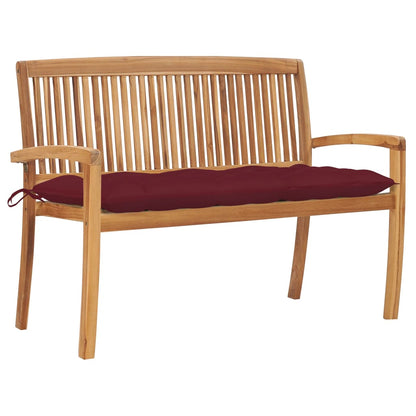 Stacking Garden Bench With Cushion 128.5 Cm Solid Teak Wood
