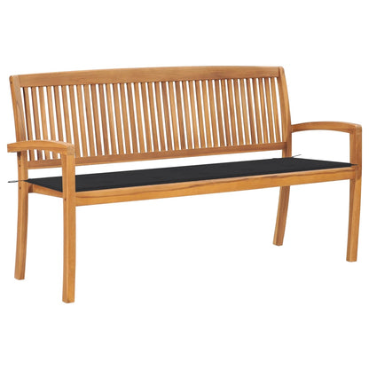 Stacking Garden Bench With Cushion 128.5 Cm Solid Teak Wood