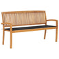 Stacking Garden Bench With Cushion 128.5 Cm Solid Teak Wood