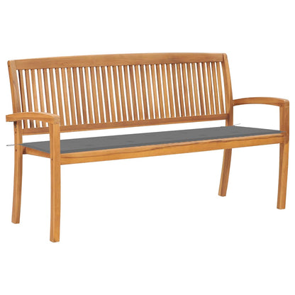Stacking Garden Bench With Cushion 128.5 Cm Solid Teak Wood