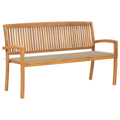 Stacking Garden Bench With Cushion 128.5 Cm Solid Teak Wood