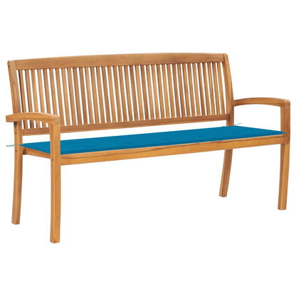 Stacking Garden Bench With Cushion 128.5 Cm Solid Teak Wood