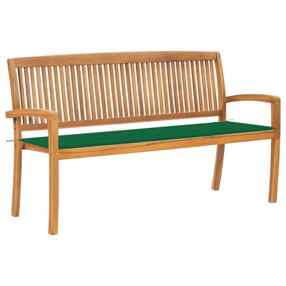Stacking Garden Bench With Cushion 128.5 Cm Solid Teak Wood