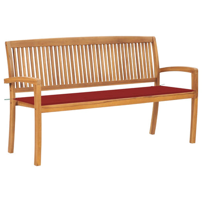 Stacking Garden Bench With Cushion 128.5 Cm Solid Teak Wood