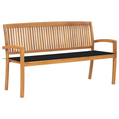 Stacking Garden Bench With Cushion 128.5 Cm Solid Teak Wood