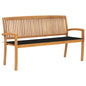 Stacking Garden Bench With Cushion 128.5 Cm Solid Teak Wood