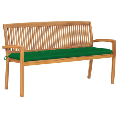 Stacking Garden Bench With Cushion 128.5 Cm Solid Teak Wood