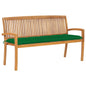 Stacking Garden Bench With Cushion 128.5 Cm Solid Teak Wood