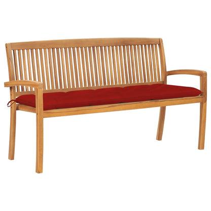 Stacking Garden Bench With Cushion 128.5 Cm Solid Teak Wood