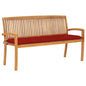 Stacking Garden Bench With Cushion 128.5 Cm Solid Teak Wood