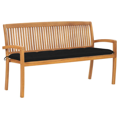 Stacking Garden Bench With Cushion 128.5 Cm Solid Teak Wood