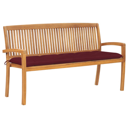 Stacking Garden Bench With Cushion 128.5 Cm Solid Teak Wood