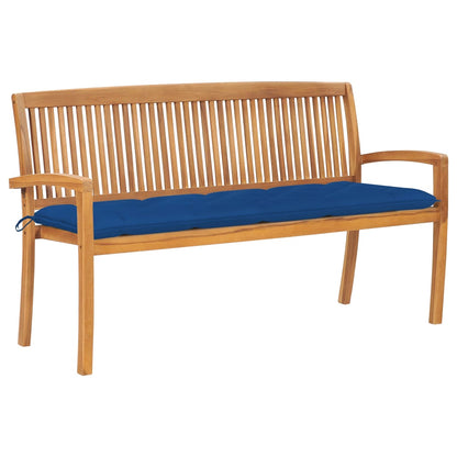 Stacking Garden Bench With Cushion 128.5 Cm Solid Teak Wood