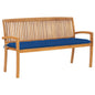 Stacking Garden Bench With Cushion 128.5 Cm Solid Teak Wood