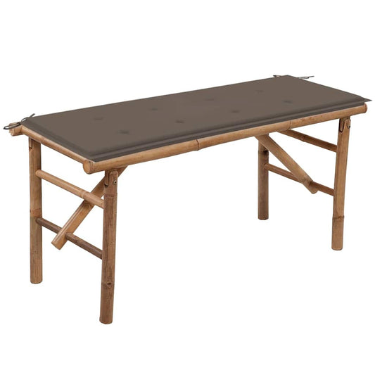 Folding Garden Bench With Cushion 118 Cm Bamboo