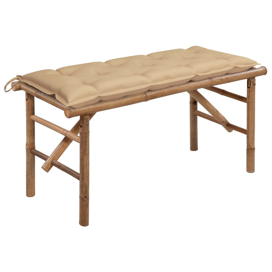 Folding Garden Bench With Cushion 118 Cm Bamboo