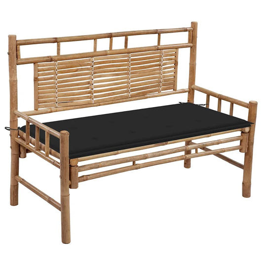 Garden Bench With Cushion 120 Cm Bamboo