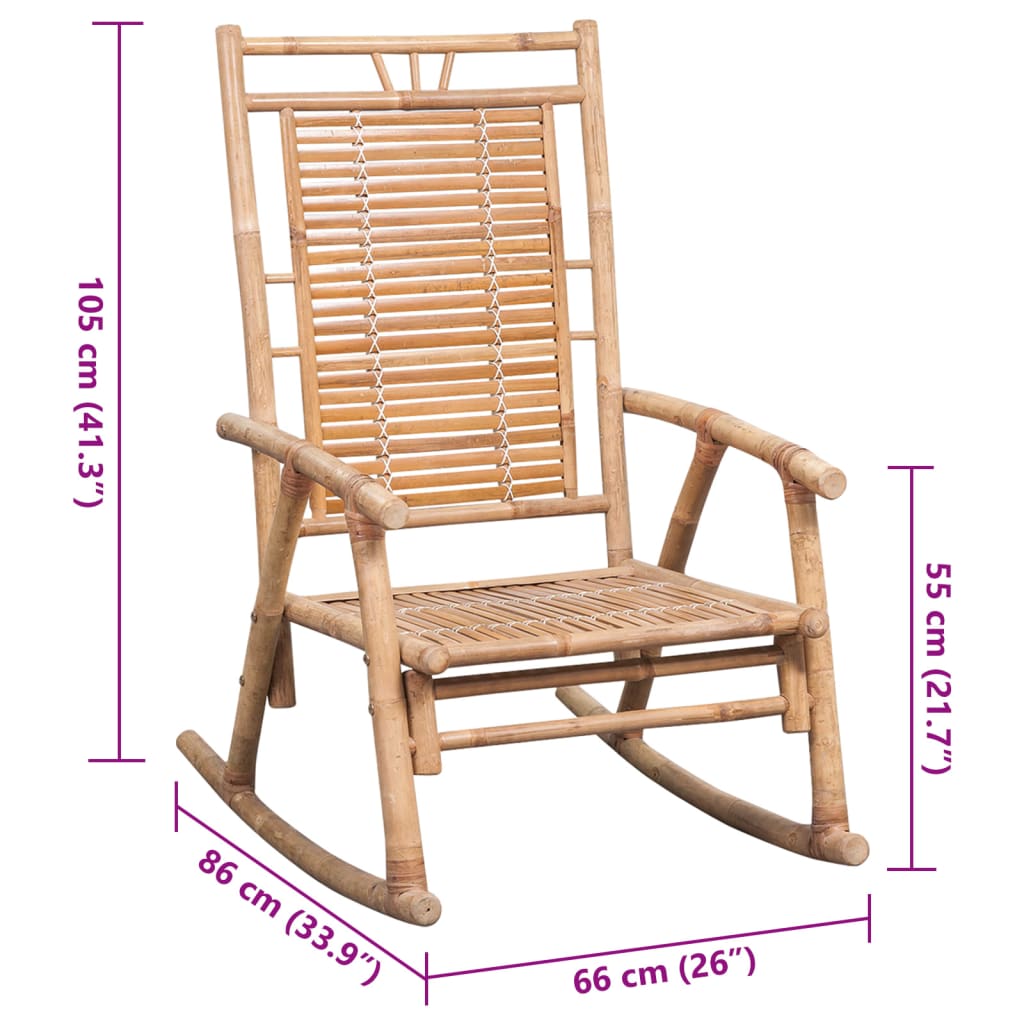 Rocking Chair With Cushion Bamboo
