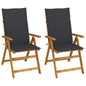 Garden Reclining Chairs 2 Pcs With Cushions Solid Acacia Wood