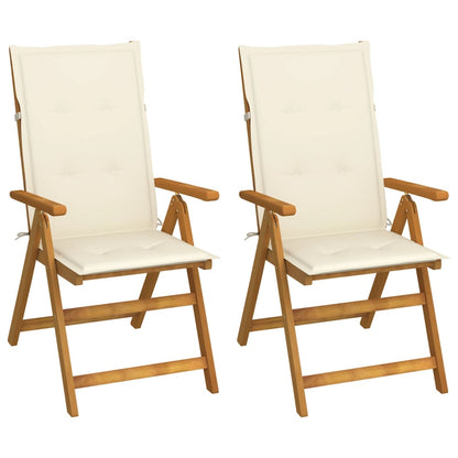 Garden Reclining Chairs 2 Pcs With Cushions Solid Acacia Wood
