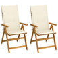 Garden Reclining Chairs 2 Pcs With Cushions Solid Acacia Wood