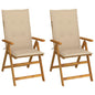Garden Reclining Chairs 2 Pcs With Cushions Solid Acacia Wood