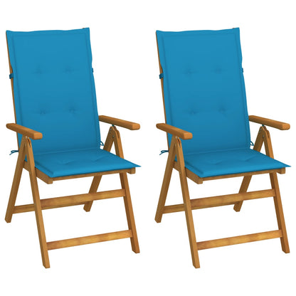 Garden Reclining Chairs 2 Pcs With Cushions Solid Acacia Wood