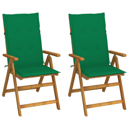Garden Reclining Chairs 2 Pcs With Cushions Solid Acacia Wood