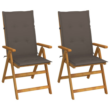 Garden Reclining Chairs 2 Pcs With Cushions Solid Acacia Wood