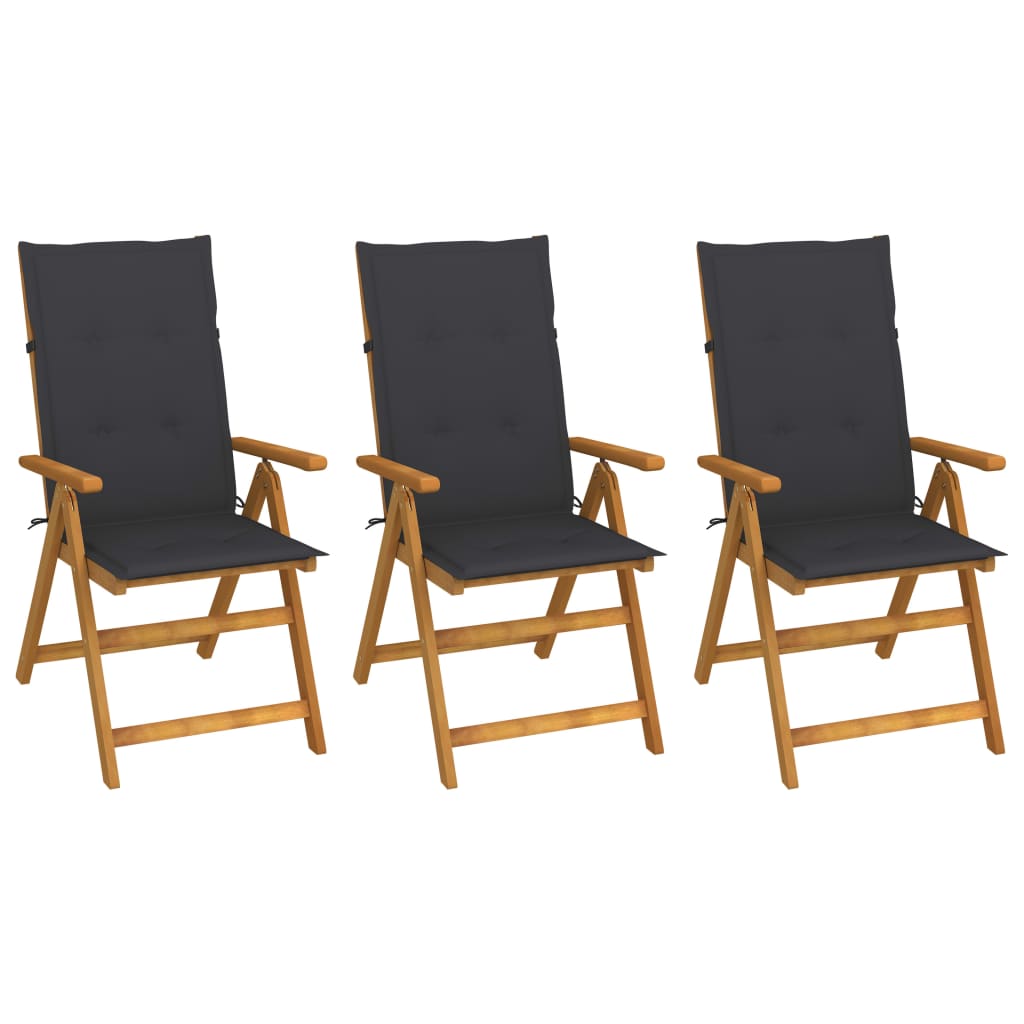 Garden Reclining Chairs 2 Pcs With Cushions Solid Acacia Wood