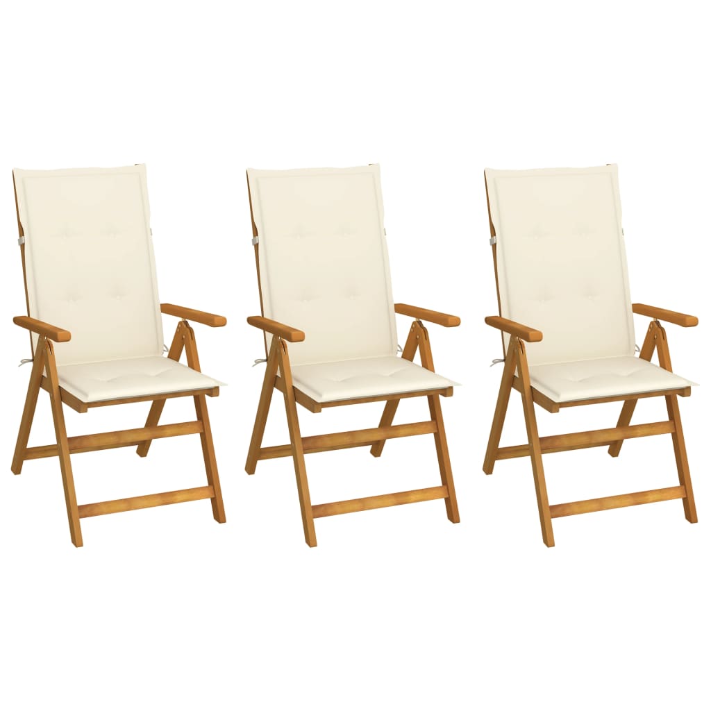 Garden Reclining Chairs 2 Pcs With Cushions Solid Acacia Wood