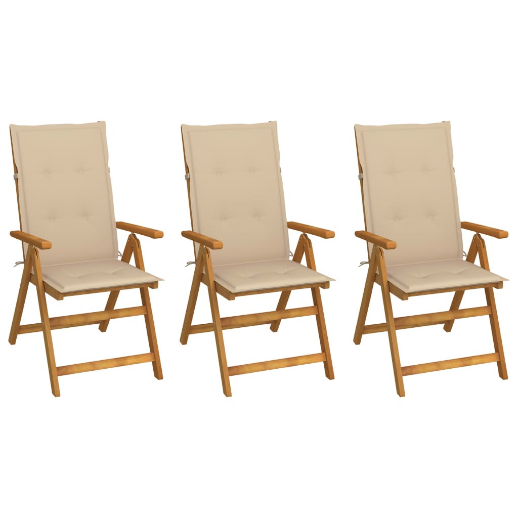 Garden Reclining Chairs 2 Pcs With Cushions Solid Acacia Wood