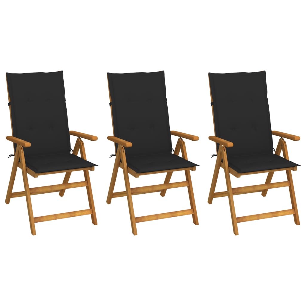 Garden Reclining Chairs 2 Pcs With Cushions Solid Acacia Wood