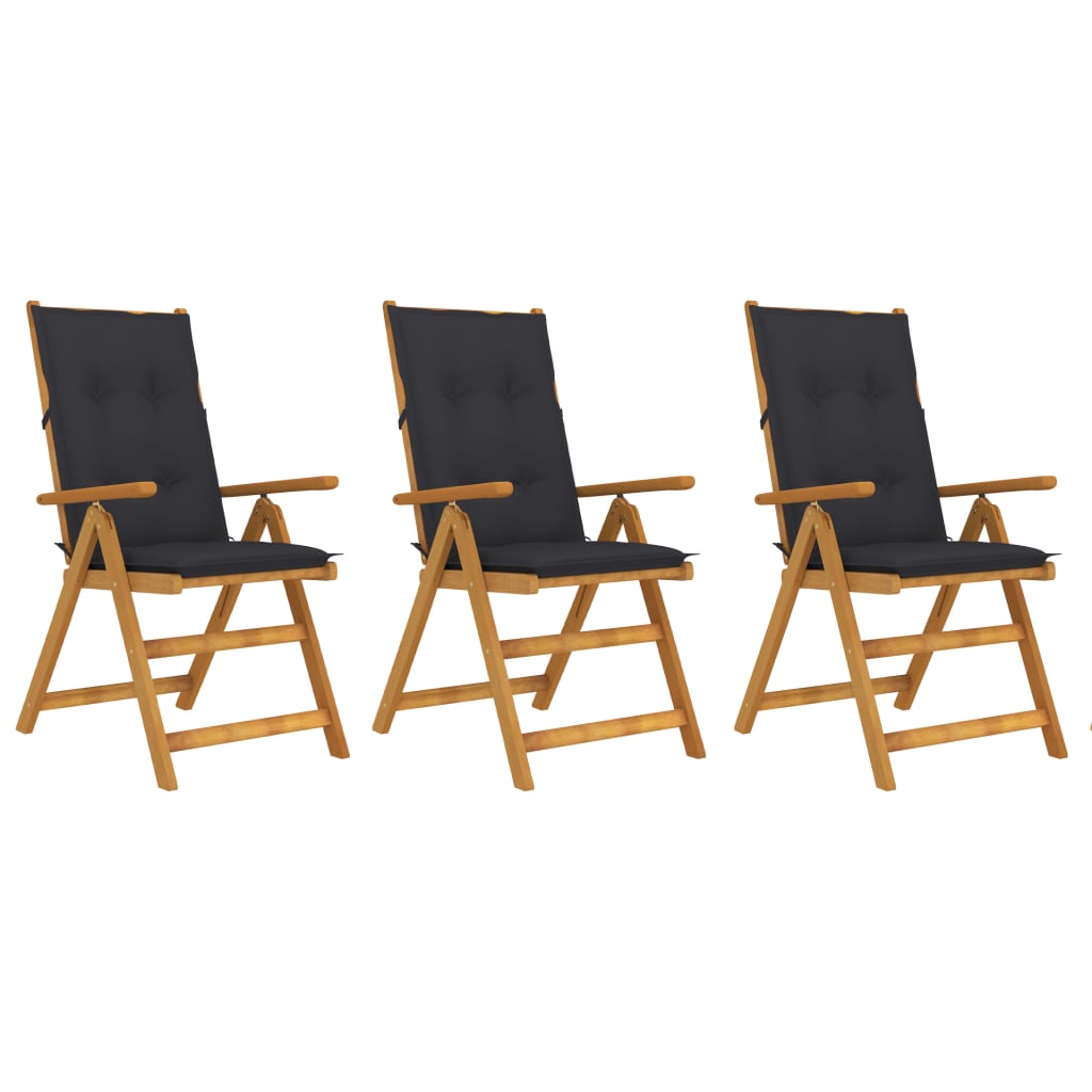 Garden Reclining Chairs 2 Pcs With Cushions Solid Acacia Wood